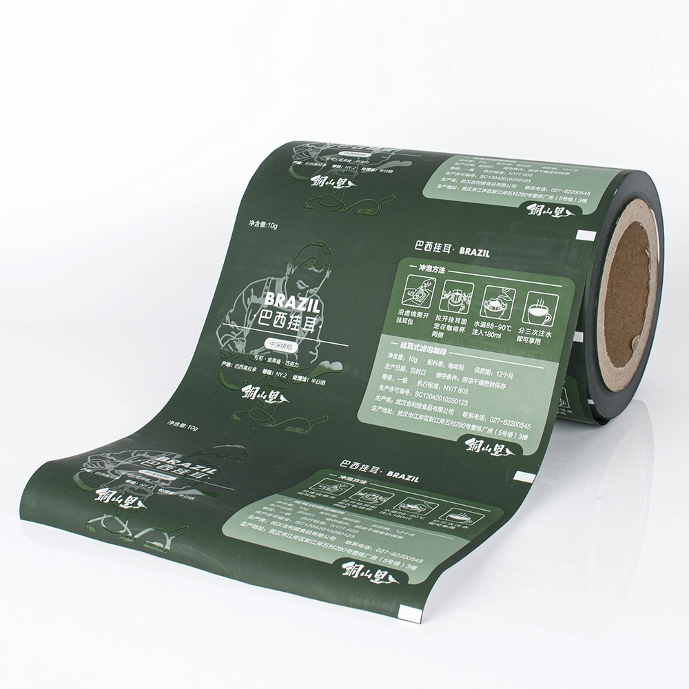 Custom UV Spot BOPP Film Roll, Coffee Satchet Packaging Roll Stock Film, Hanging Ear Coffee Bag Packaging Film