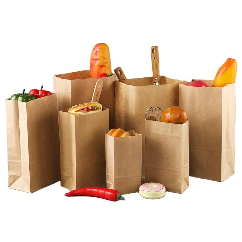 Food Packaging Lunch Brown and White Kraft Paper Bags