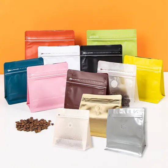 Wholesale in Stock Specialty Custom 250g 500g 1lb 2lb Ziplock Kraft Paper Food Packaging Plastic Aluminum Foil Flat Bottom Coffee Bag with Valve and Zipper