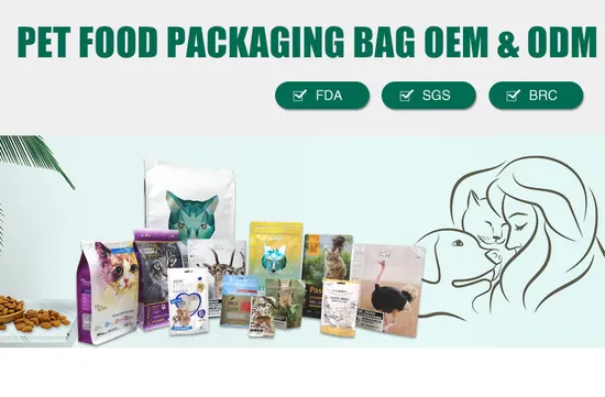 Side Gusset Sealed Stand up Flat Bottom Easy Tear Zipper Pet Food Treats Packaging Bags