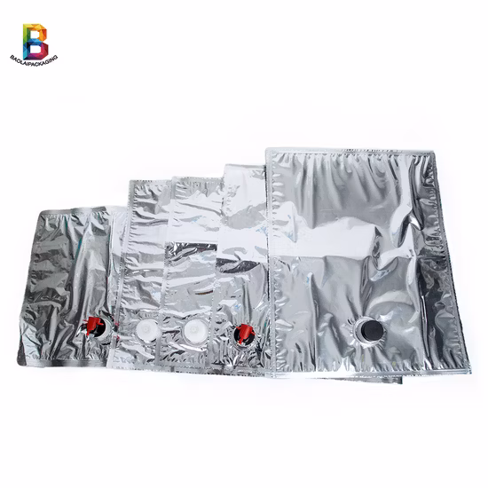 Aluminum Foil Bib 3L 5L 10L 20L Plastic Tap Bag for Drinking Water Wine Juice Bag in Box Dispenser with Butterfly Valve Vitop
