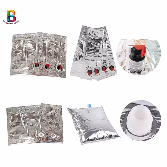 Aluminum Foil Bib 3L 5L 10L 20L Plastic Tap Bag for Drinking Water Wine Juice Bag in Box Dispenser with Butterfly Valve Vitop