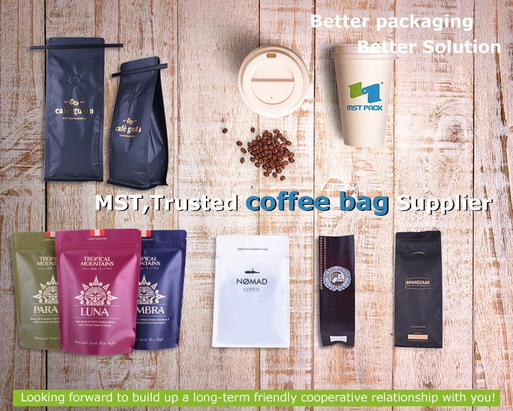 Zipper Side Gusset Box Bottom Coffee Packaging Paper Bag Factory in China