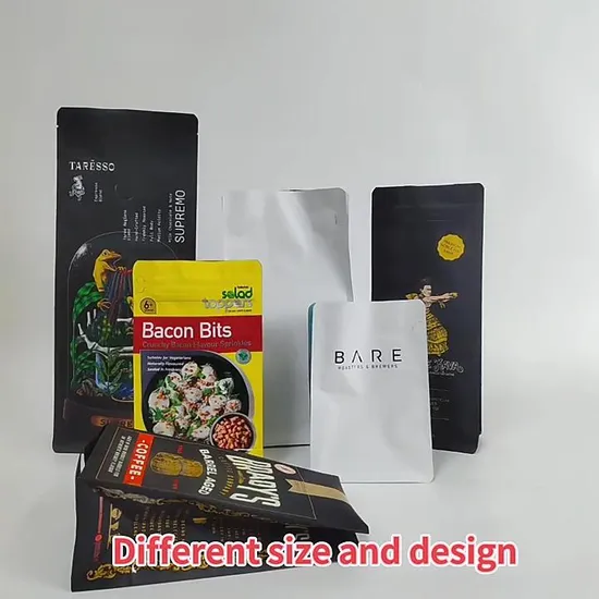 125g Flat Bottom Foil Stand up Pouch for Coffee Bean Ziplock Packaging 