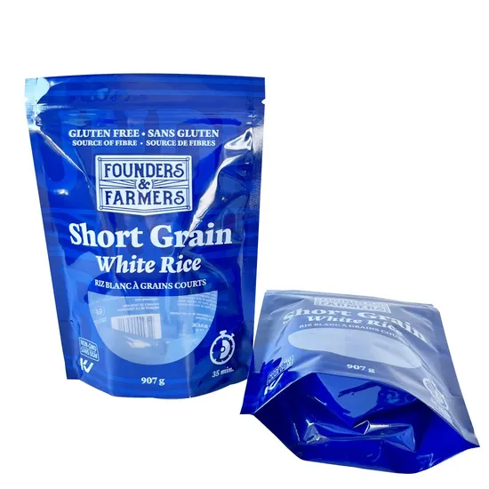 Custom Digital Printing Recyclable Ziplock Short Grain White Rice Packaging Bag Stand up Pouch with Irregular Window 