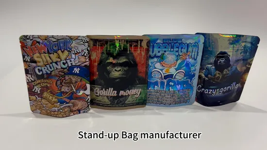 Wholesale Custom Printed Mylar Plastic Smell Proof 3 Side Seal Bag Candy Tobacco Bag Food Grade Food Packaging1g/3.5g/7g/28g Special Mini Mylar Ziplock Bag 