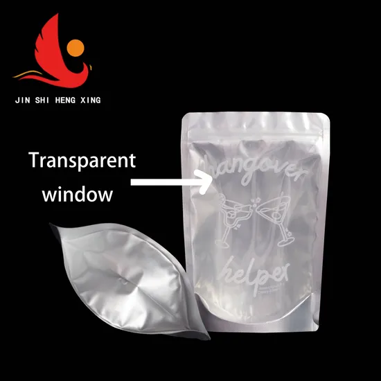 Patterned Aluminum Foil Beverage Bag with Zipper and Clear Window 