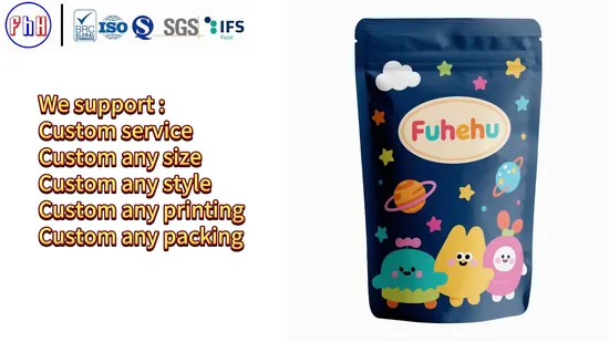 Wholesale Waterproof Plastic Packing Bag Ziplock Mylar Stand up Pouch for Candy Snacks Package 