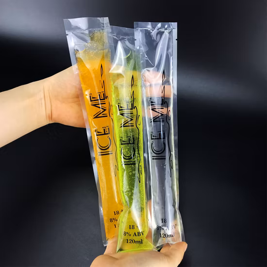 Custom Printed Clear Lamianted Plastic 3 Side Seal Ice Popsicle Packaging Tube Bag