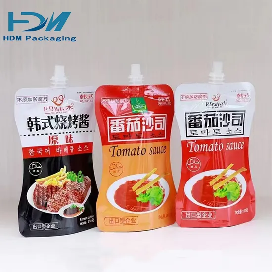 Custom Printing Food Packaging Clear Stand up Spout Pouch for Packaging Juice/Coffee/Milk Tea/Soy Milk Plastic Packaging Bag 