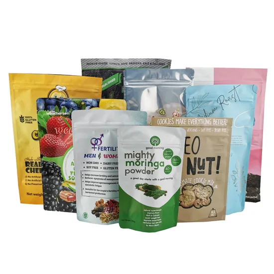 Wholesale Ready Stock Food Packaging Matte Black Clear Window Ziplock Stand up Bag with Logo Printed 