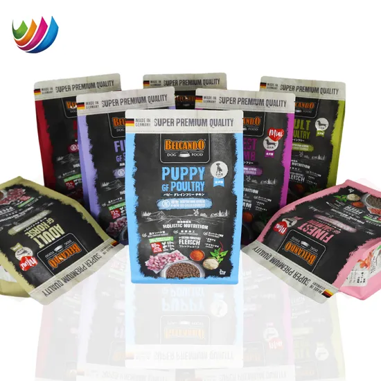 Custom Printing Flat Bottom Pouch Cat Litter Cat Food Kraft Paper Packaging Pet Food Bag Dog Food Treat Packaging Paper Bag Zipper Lock Bags 